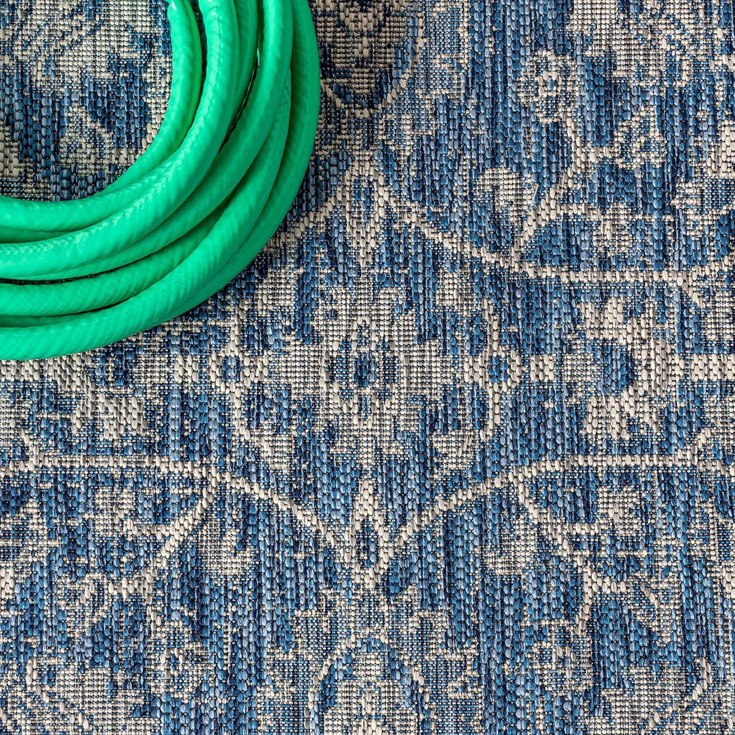 imageJONATHAN Y Vine ampamp Border Indoor Outdoor Runner Rug 2X8 NavyGray Palazzo Textured Weave for Backyard Patio Porch EasyCleaning High Traffic PetFriendly NonShedding SMB103A28NavyGray