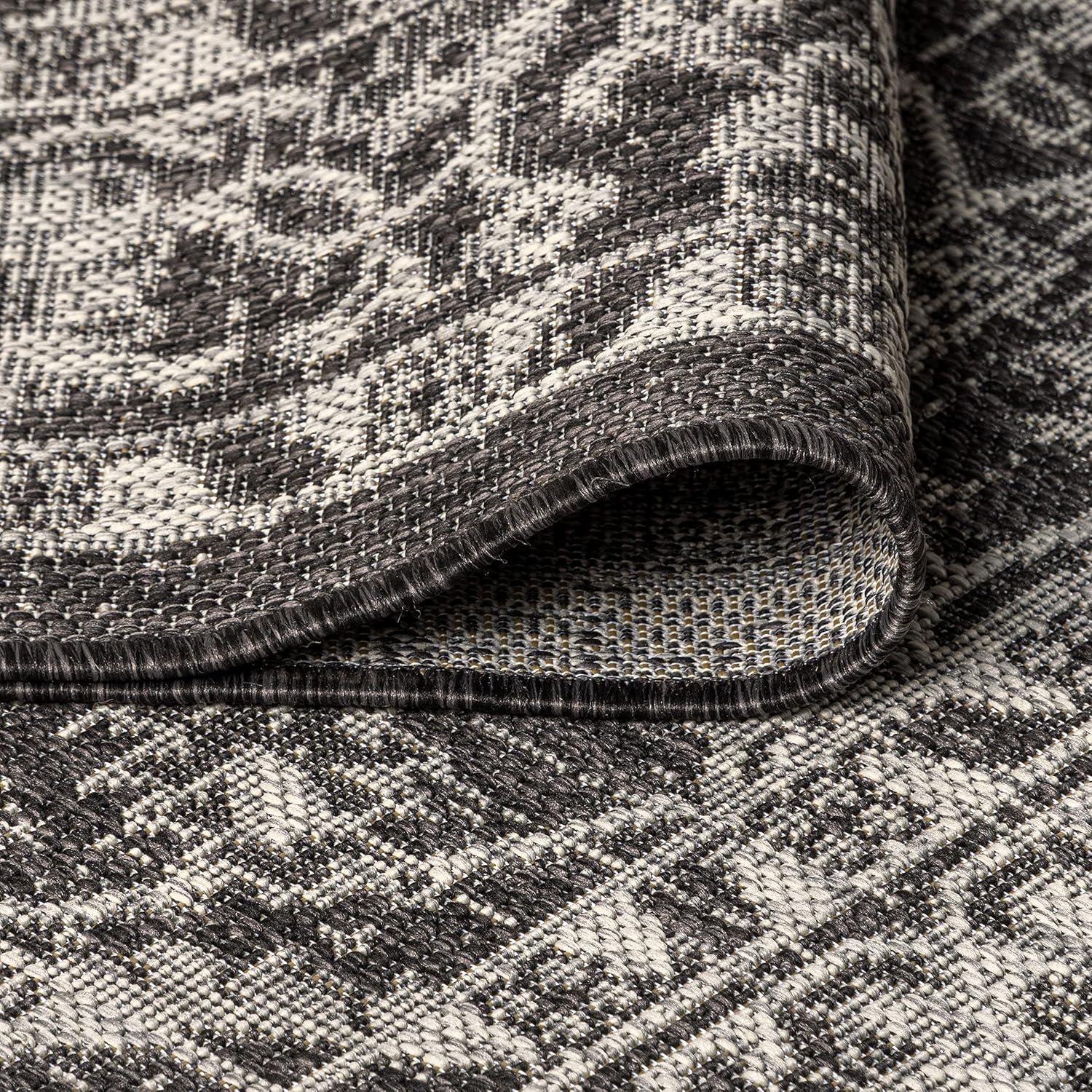 imageJONATHAN Y Vine ampamp Border Indoor Outdoor Runner Rug 2X8 NavyGray Palazzo Textured Weave for Backyard Patio Porch EasyCleaning High Traffic PetFriendly NonShedding SMB103A28BlackGray