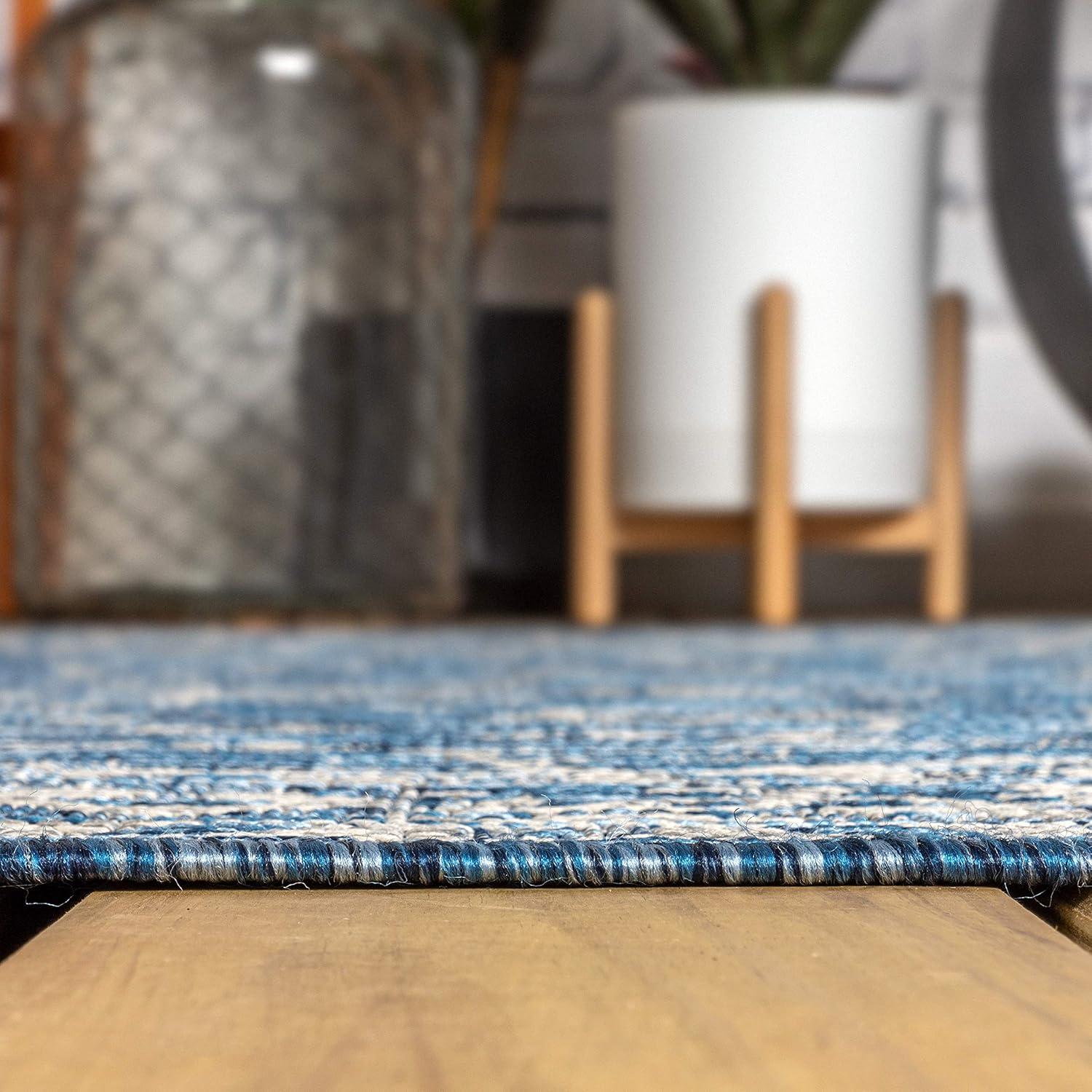 imageJONATHAN Y Vine ampamp Border Indoor Outdoor Runner Rug 2X8 NavyGray Palazzo Textured Weave for Backyard Patio Porch EasyCleaning High Traffic PetFriendly NonShedding SMB103A28NavyGray