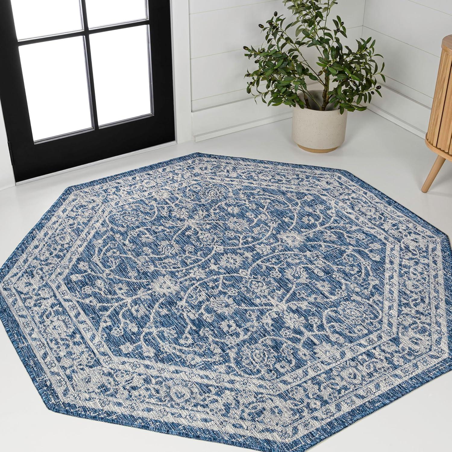 imageJONATHAN Y Vine ampamp Border Indoor Outdoor Runner Rug 2X8 NavyGray Palazzo Textured Weave for Backyard Patio Porch EasyCleaning High Traffic PetFriendly NonShedding SMB103A28BlackGray