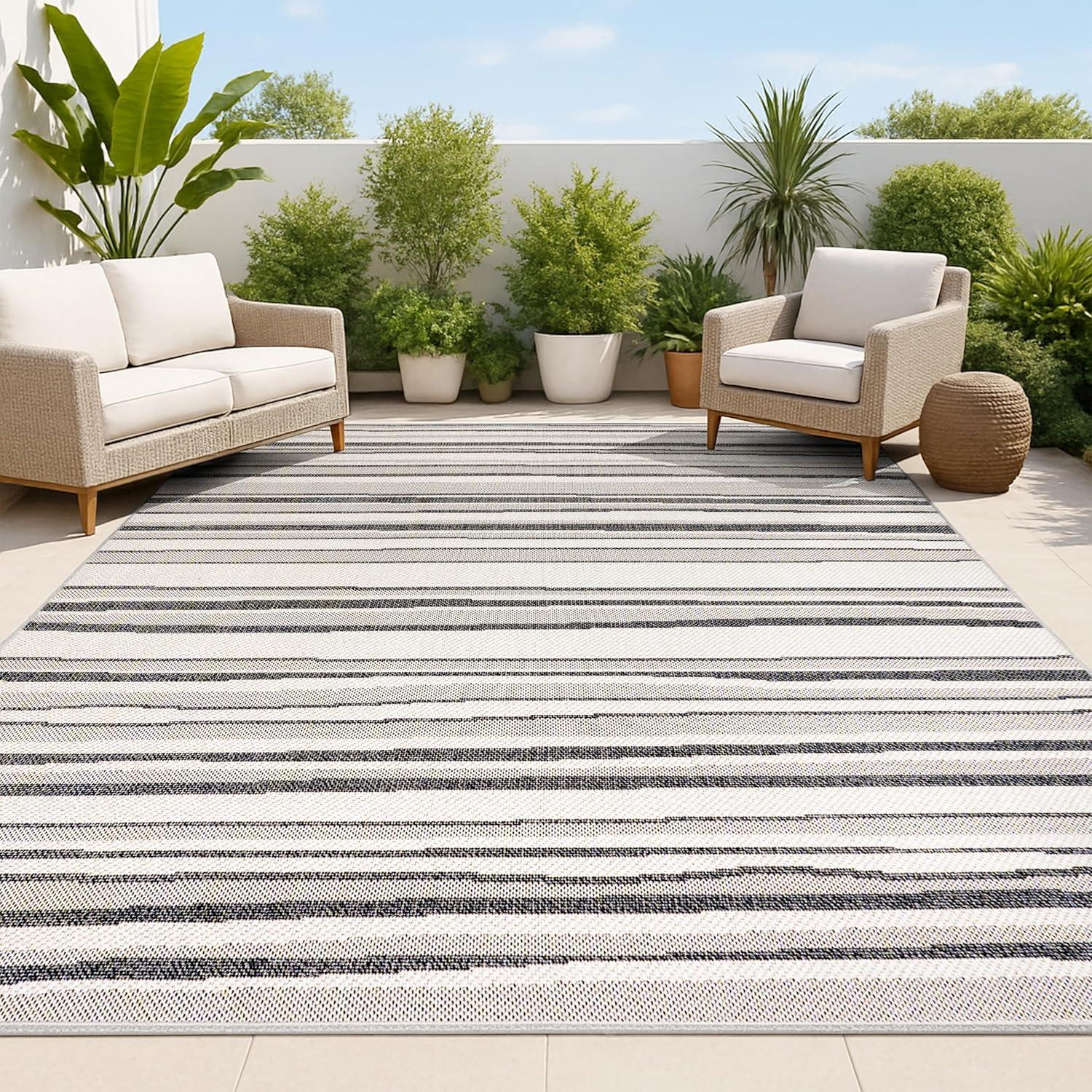 imageJONATHAN Y Wavy Stripe Indoor Outdoor Runner Rug 2X8 OrangeCream Castara Modern for Backyard Patio Porch EasyCleaning High Traffic PetFriendly NonShedding SMB205B28CreamDark Gray