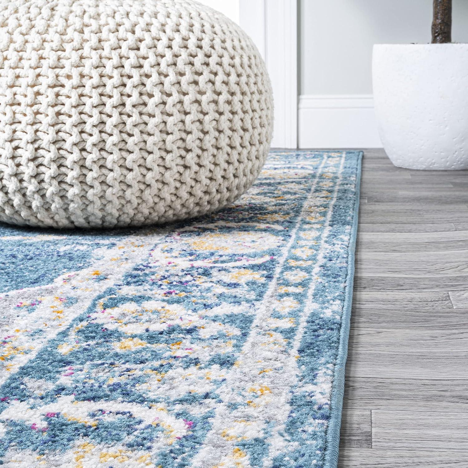 imageJONATHAN Y Zelda Bohemian Cottage Medallion TurquoiseGray Runner Rug 2x8 Traditional Vintage EasyCleaning for Living Room Bedroom Kitchen Pet Friendly NonShedding MDP213A28TurquoiseGray