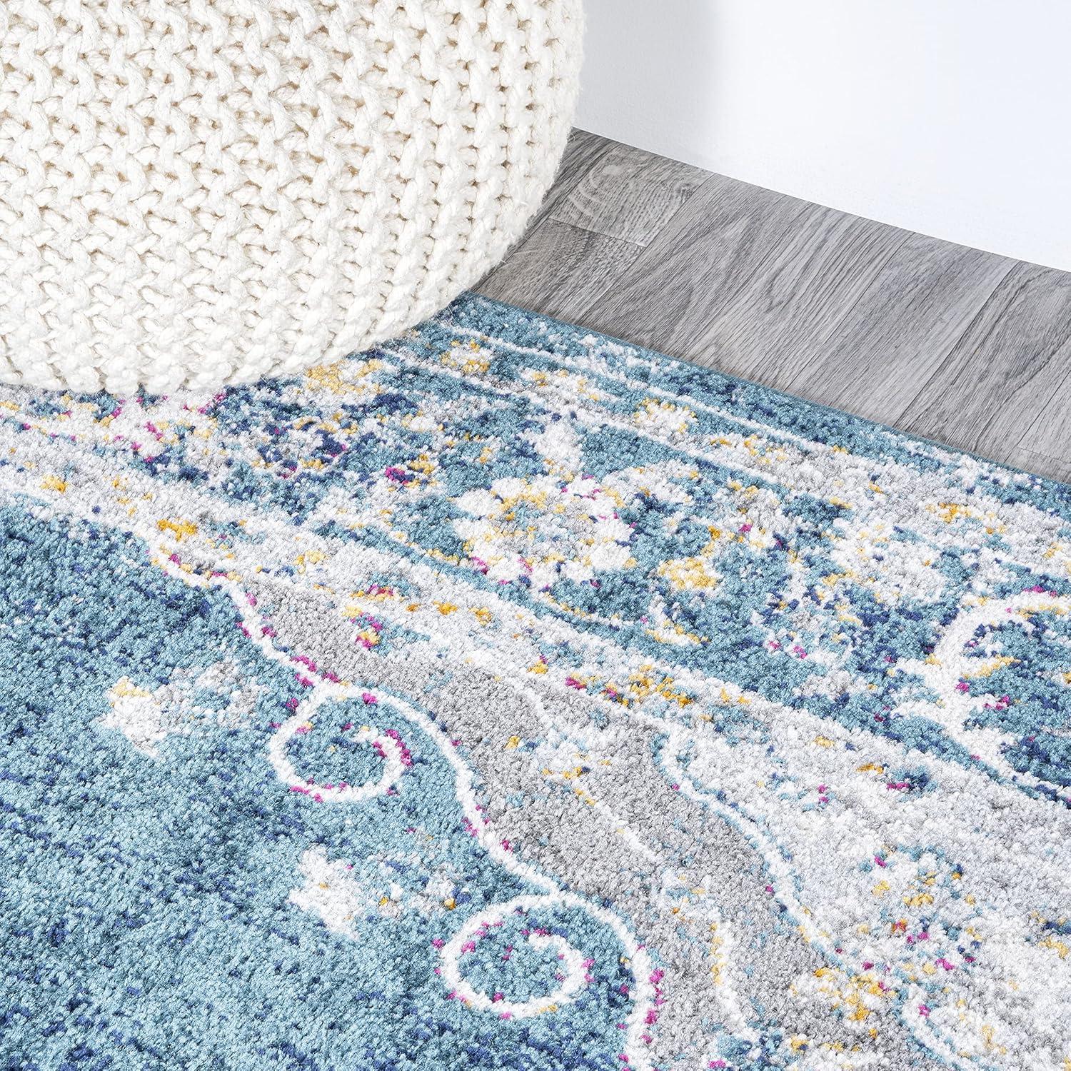 imageJONATHAN Y Zelda Bohemian Cottage Medallion TurquoiseGray Runner Rug 2x8 Traditional Vintage EasyCleaning for Living Room Bedroom Kitchen Pet Friendly NonShedding MDP213A28TurquoiseGray