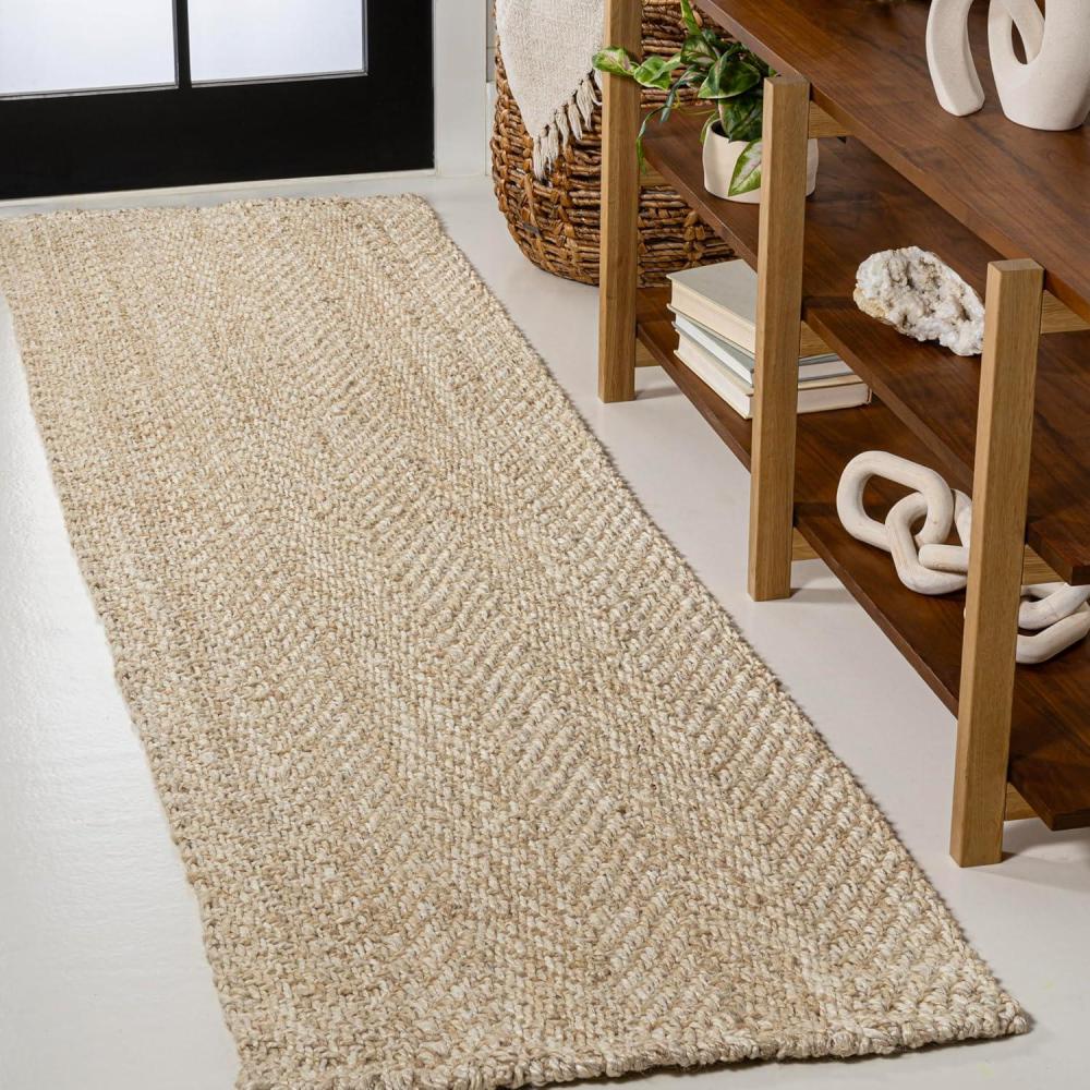 imageJONATHAN Y Espina Hand Woven Herringbone Chunky Jute Natural Runner Rug 2x8 Bohemian Cottage EasyCleaning for Living Room Bedroom Kitchen Pet Friendly NonShedding NFR101A28Ivory