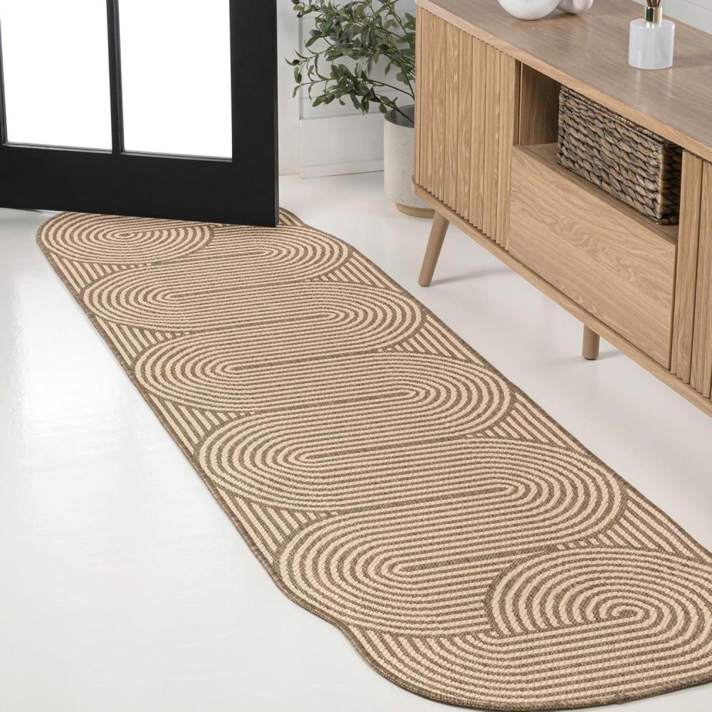 imageJONATHAN Y Geometric Arch Stripe Indoor Outdoor Area Rug 8X10 CreamNavy Margot Modern for Backyard Patio Porch EasyCleaning High Traffic PetFriendly NonShedding SHP201C8BeigeBrown