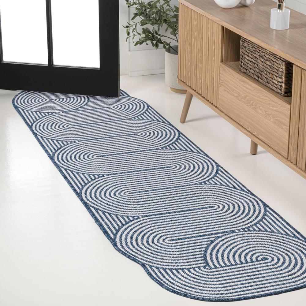 imageJONATHAN Y Geometric Arch Stripe Indoor Outdoor Area Rug 8X10 CreamNavy Margot Modern for Backyard Patio Porch EasyCleaning High Traffic PetFriendly NonShedding SHP201C8CreamNavy