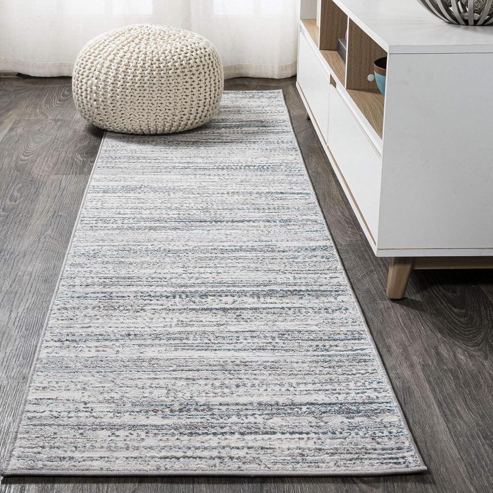imageJONATHAN Y Loom Strie GrayBlack Runner Rug 2X8 ft Modern for Living Room Bedroom Kitchen Office EasyCleaning High Traffic PetFriendly NonShedding SOR200A28GrayTurquoise
