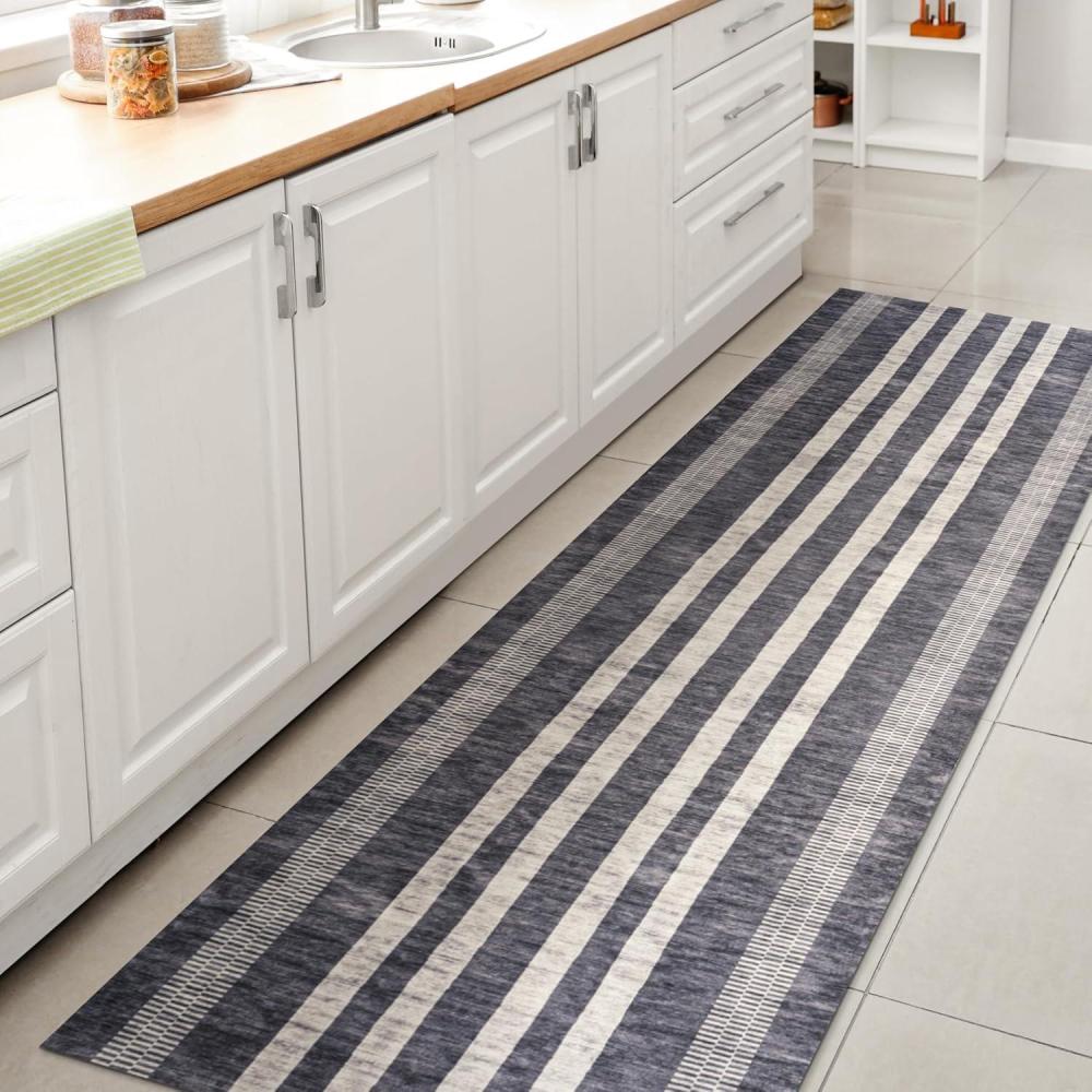 imageJONATHAN Y Machine Washable IvoryPeach Runner Rug 2X8 ft Raita Modern Distressed Stripe for Living Room Bedroom Kitchen Office EasyCleaning High Traffic PetFriendly NonShedding WSH116A28Slate GrayIvory