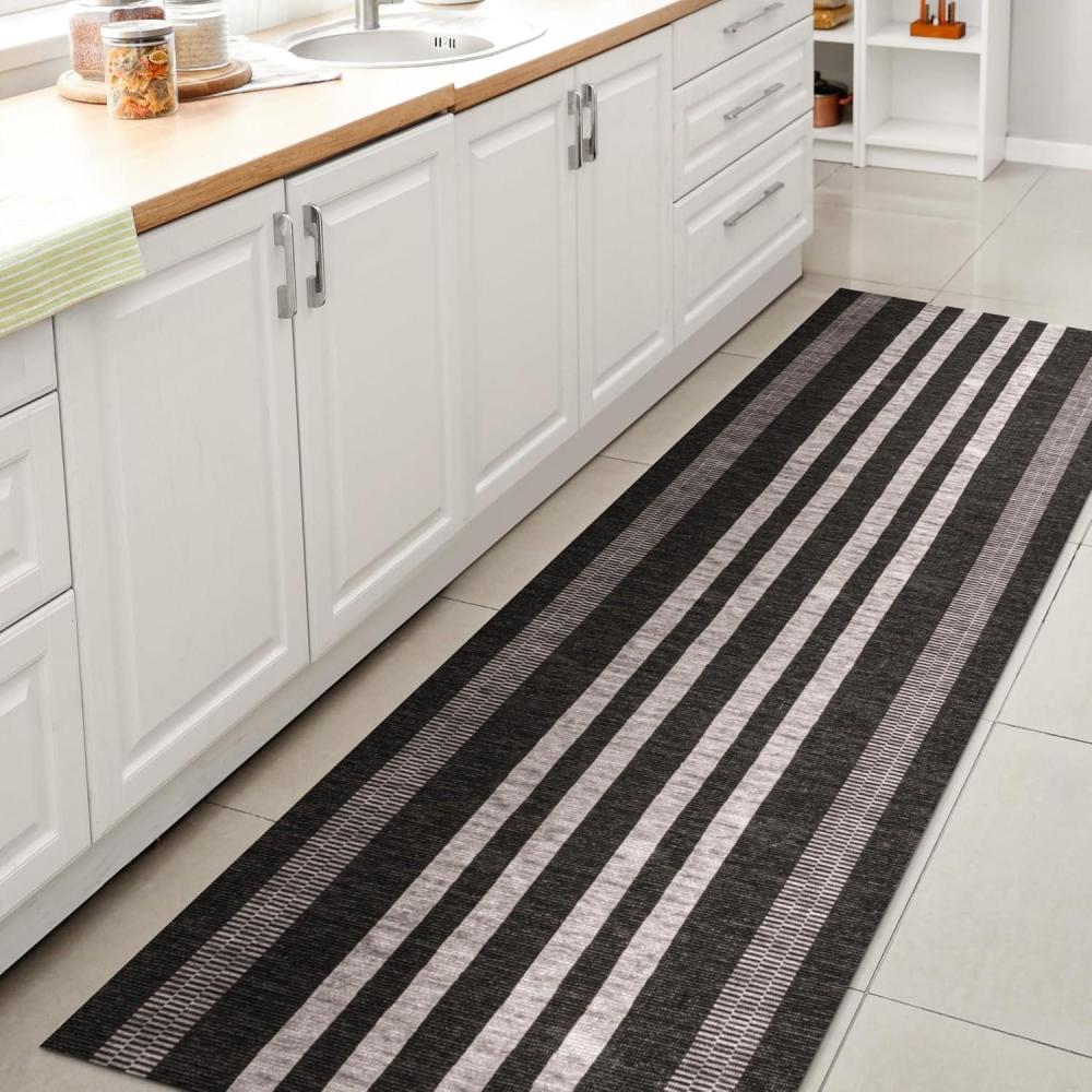 imageJONATHAN Y Machine Washable IvoryPeach Runner Rug 2X8 ft Raita Modern Distressed Stripe for Living Room Bedroom Kitchen Office EasyCleaning High Traffic PetFriendly NonShedding WSH116A28BlackIvory