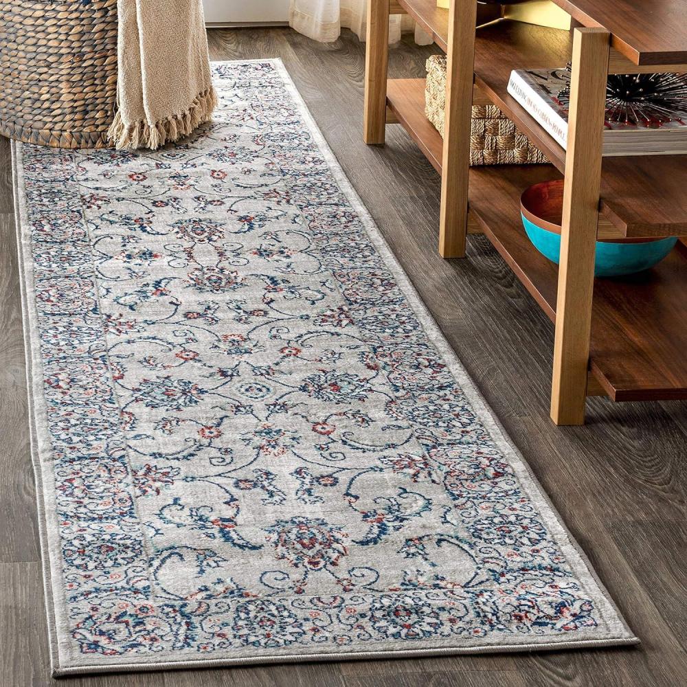 imageJONATHAN Y Modern Vintage Light Grey Runner Rug 2x8 Country Floral EasyCleaning for Living Room Bedroom Kitchen Pet Friendly NonShedding MDP107B28Light GreyRed