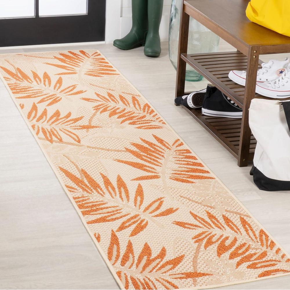 imageJONATHAN Y Tropical Palm Leaf Indoor Outdoor Runner Rug 2X8 CreamOrange Havana for Backyard Patio Porch EasyCleaning High Traffic PetFriendly NonShedding SMB208A28CreamOrange
