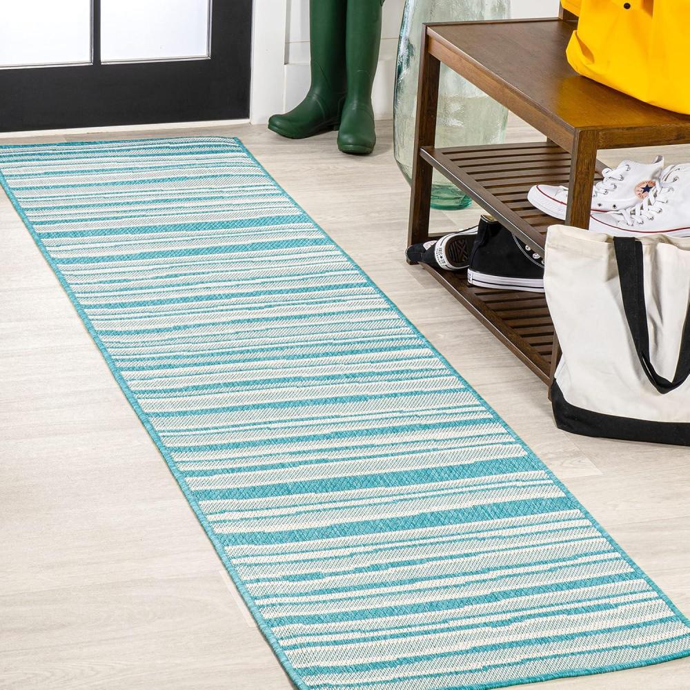 imageJONATHAN Y Wavy Stripe Indoor Outdoor Runner Rug 2X8 OrangeCream Castara Modern for Backyard Patio Porch EasyCleaning High Traffic PetFriendly NonShedding SMB205B28AquaCream