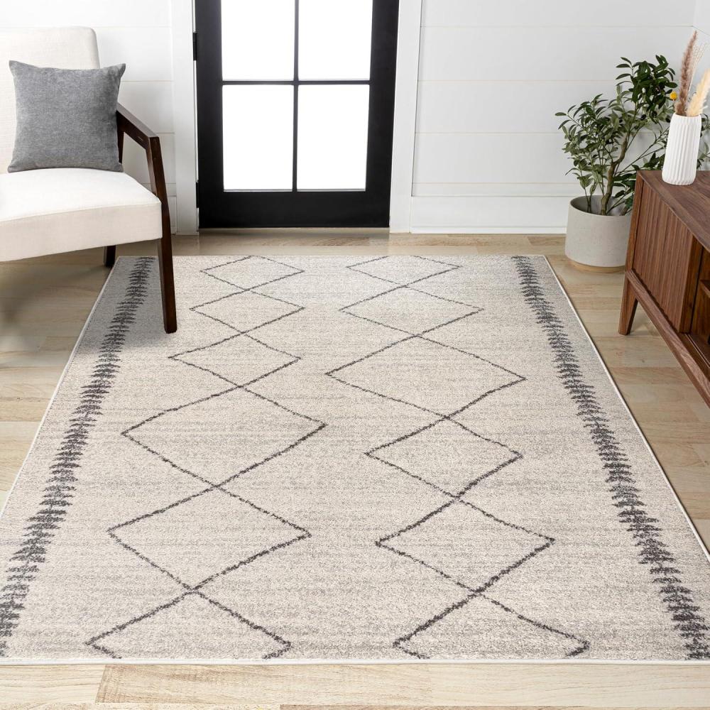 imageJONATHAN Y Zaina Moroccan Beni Souk CreamBlack Indoor Area Rug 8x10 Contemporary Modern EasyCleaning for Living Room Bedroom Kitchen Pet Friendly NonShedding MOH203A8CreamGray