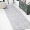 JONATHAN Y Diamond Trellis Indoor Outdoor Round Area Rug 5 Ft Dark Gray, Portmany Neutral for Backyard, Patio, Porch, Easy-Cleaning, High Traffic, Pet-Friendly, Non-Shedding (IBZ104A-5R)(Light Gray)