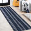 JONATHAN Y Machine Washable Ivory/Peach Runner Rug 2X8 ft, Raita Modern Distressed Stripe for Living Room, Bedroom, Kitchen, Office, Easy-Cleaning, High Traffic, Pet-Friendly, Non-Shedding WSH116A-28(Nautisk Navy/Gray)