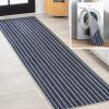 JONATHAN Y Machine Washable Ivory/Peach Runner Rug 2X8 ft, Raita Modern Distressed Stripe for Living Room, Bedroom, Kitchen, Office, Easy-Cleaning, High Traffic, Pet-Friendly, Non-Shedding WSH116A-28(Rand Navy/Gray)