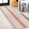 JONATHAN Y Machine Washable Ivory/Peach Runner Rug 2X8 ft, Raita Modern Distressed Stripe for Living Room, Bedroom, Kitchen, Office, Easy-Cleaning, High Traffic, Pet-Friendly, Non-Shedding WSH116A-28(Ivory/Peach)