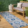 JONATHAN Y Mediterranean Medallion Indoor Outdoor Round Area Rug 5 Ft Blue/Gray, Boho for Backyard, Patio, Porch, Easy-Cleaning, High Traffic, Pet-Friendly, Non-Shedding (AMC101A-5R)(Blue/Gray)