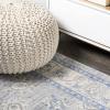 JONATHAN Y Modern Vintage Moroccan Traditional Gray/Blue 5′ Round Indoor Area Rug, Country, Floral, Easy-Cleaning for Living Room, Bedroom, Kitchen, Pet Friendly, Non-Shedding (MDP101G-5R)(Gray/Blue)