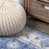 JONATHAN Y Modern Vintage Moroccan Traditional Gray/Blue 5′ Round Indoor Area Rug, Country, Floral, Easy-Cleaning for Living Room, Bedroom, Kitchen, Pet Friendly, Non-Shedding (MDP101G-5R)(Blue/Ivory)