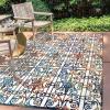 JONATHAN Y Ornate Trellis Indoor Outdoor Runner Rug 2X8 Cream/Blue/Orange, Cetara for Backyard, Patio, Porch, Easy-Cleaning, High Traffic, Pet-Friendly, Non-Shedding (AMC111A-28)(3′ x 5′ (Rectangular))