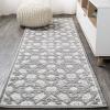 JONATHAN Y Tile Trellis Indoor Outdoor Runner Rug 2X8 Light Gray/Blue, Gallia High-Low for Backyard, Patio, Porch, Easy-Cleaning, High Traffic, Pet-Friendly, Non-Shedding (AMC107B-28)(Light Gray/Ivory)