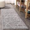 JONATHAN Y Alia Moroccan Beni Souk Cream/Black Runner Rug, 2×8, Bohemian, Scandinavian, Easy-Cleaning for Living Room, Bedroom, Kitchen, Pet Friendly, Non-Shedding (MOH202A-28)(Gray/Cream)