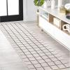 JONATHAN Y Grid Squares Indoor Outdoor Runner Rug 2X8 Cream/Black, Modern for Backyard, Patio, Porch, Easy-Cleaning, High Traffic, Pet-Friendly, Non-Shedding (SMB200A-28)(Cream/Black)