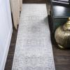 JONATHAN Y Modern Vintage Light Grey Runner Rug, 2×8, Country, Floral, Easy-Cleaning for Living Room, Bedroom, Kitchen, Pet Friendly, Non-Shedding (MDP107B-28)(Light Gray)