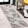 JONATHAN Y Tropical Palm Leaf Indoor Outdoor Runner Rug 2X8 Cream/Orange, Havana for Backyard, Patio, Porch, Easy-Cleaning, High Traffic, Pet-Friendly, Non-Shedding (SMB208A-28)(Gray/Black)