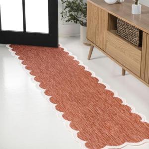 JONATHAN Y Cottage Two-Tone Scalloped Indoor Outdoor Area Rug 5X8 Light Rose/Cream, Alice Classic for Backyard, Patio, Porch, Easy-Cleaning, High Traffic, Pet-Friendly, Non-Shedding (SHP103B-5)(Terra/Cream)