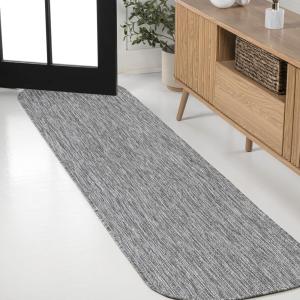 JONATHAN Y Radius Corner Solid Indoor Outdoor Runner Rug 2X8 Light Rose, Miles Modern Minimalist for Backyard, Patio, Porch, Easy-Cleaning, High Traffic, Pet-Friendly, Non-Shedding (SHP100E-28)(Grey)