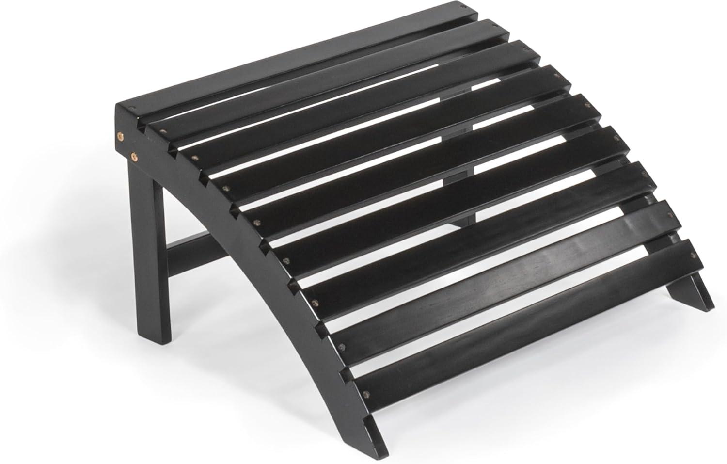 imageJONATHAN Y ADK1000D Saranac 2Piece Traditional Rustic Acacia Wood Adirondack Chair with Detachable Ottoman Classic Coastal Cottage Vintage Farmhouse WhiteBlack