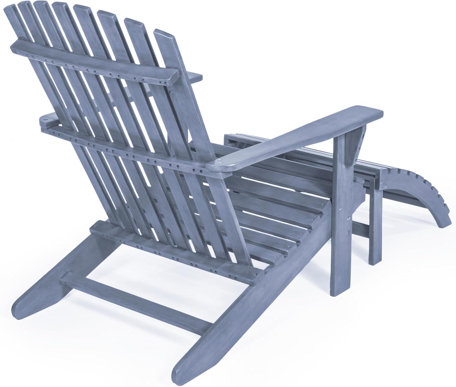 imageJONATHAN Y ADK1000D Saranac 2Piece Traditional Rustic Acacia Wood Adirondack Chair with Detachable Ottoman Classic Coastal Cottage Vintage Farmhouse WhiteCashmere Blue