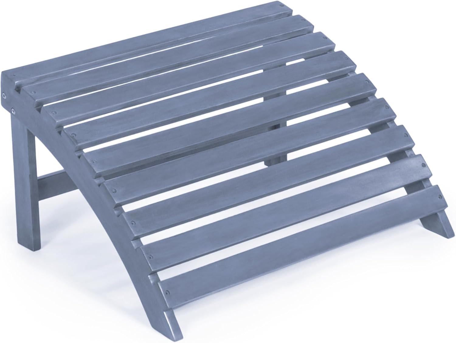 imageJONATHAN Y ADK1000D Saranac 2Piece Traditional Rustic Acacia Wood Adirondack Chair with Detachable Ottoman Classic Coastal Cottage Vintage Farmhouse WhiteCashmere Blue