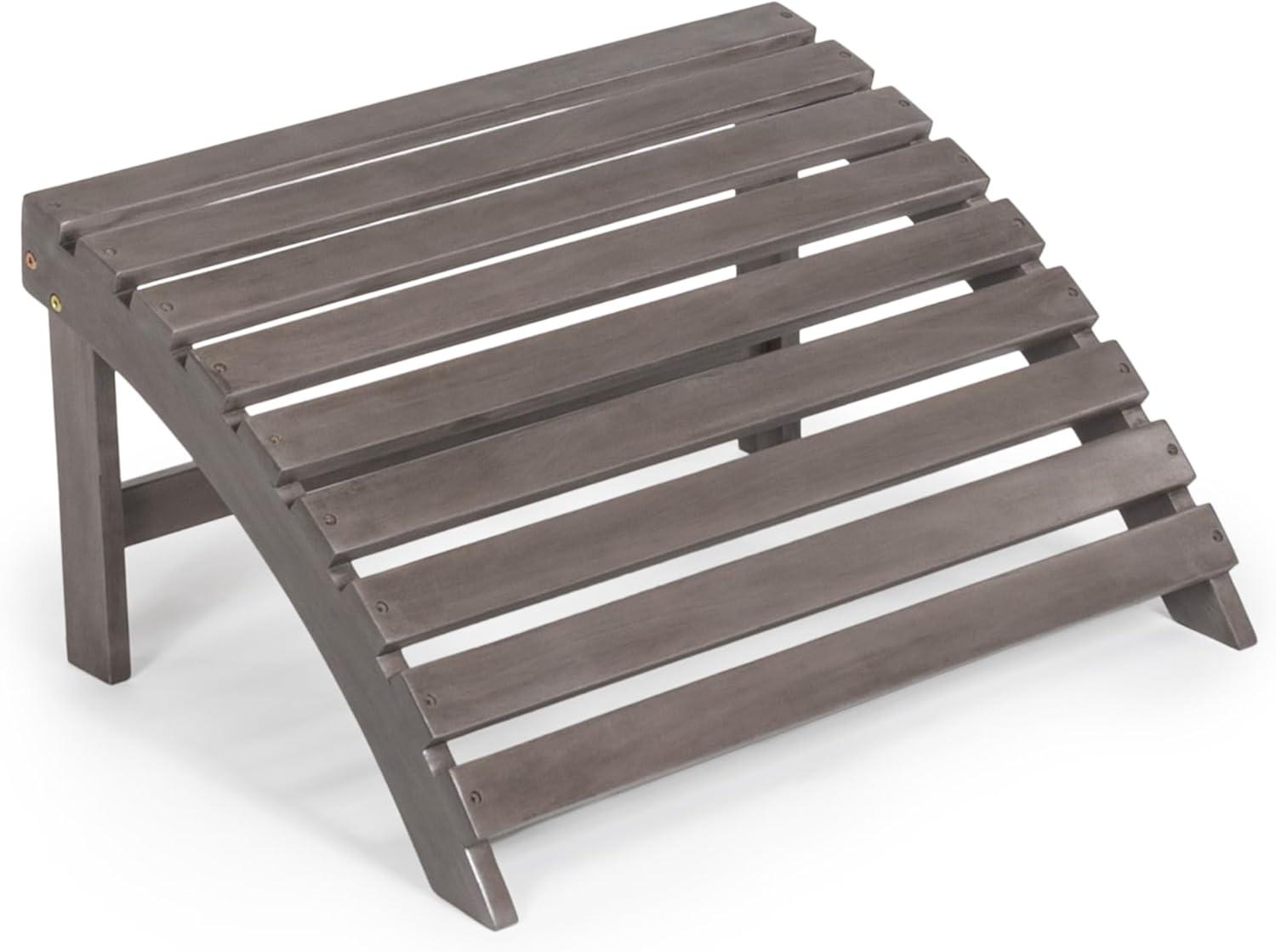 imageJONATHAN Y ADK1000D Saranac 2Piece Traditional Rustic Acacia Wood Adirondack Chair with Detachable Ottoman Classic Coastal Cottage Vintage Farmhouse WhiteGray Wash