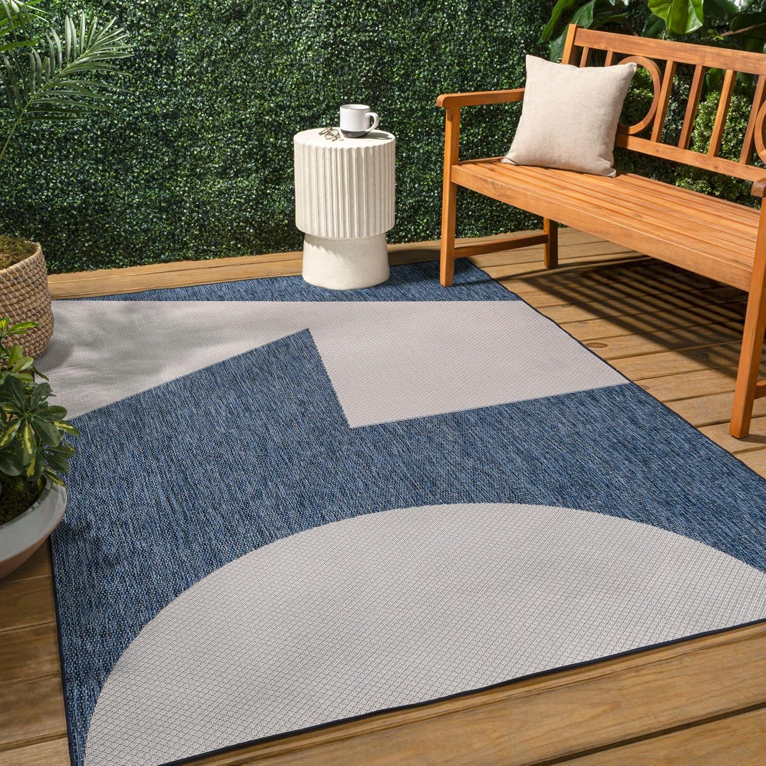 imageJONATHAN Y Abstract TwoTone Indoor Outdoor Area Rug 8X10 NavyCream Lucian Modern Geometric for Backyard Patio Porch EasyCleaning High Traffic PetFriendly NonShedding TSN302B8NavyCream
