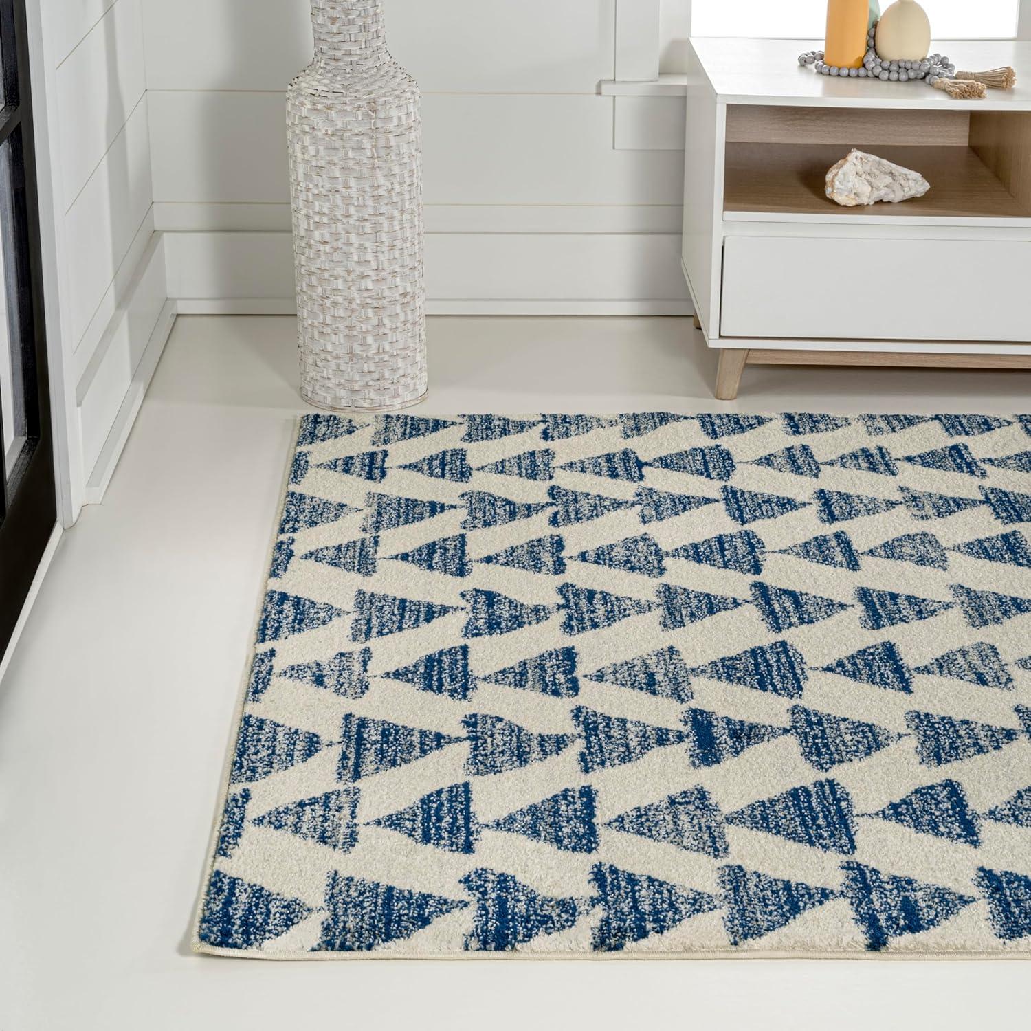 imageJONATHAN Y Aisha Moroccan Triangle Geometric BlackCream Indoor Area Rug 8x10 Contemporary Modern EasyCleaning for Living Room Bedroom Kitchen Pet Friendly NonShedding MOH206C8CreamNavy