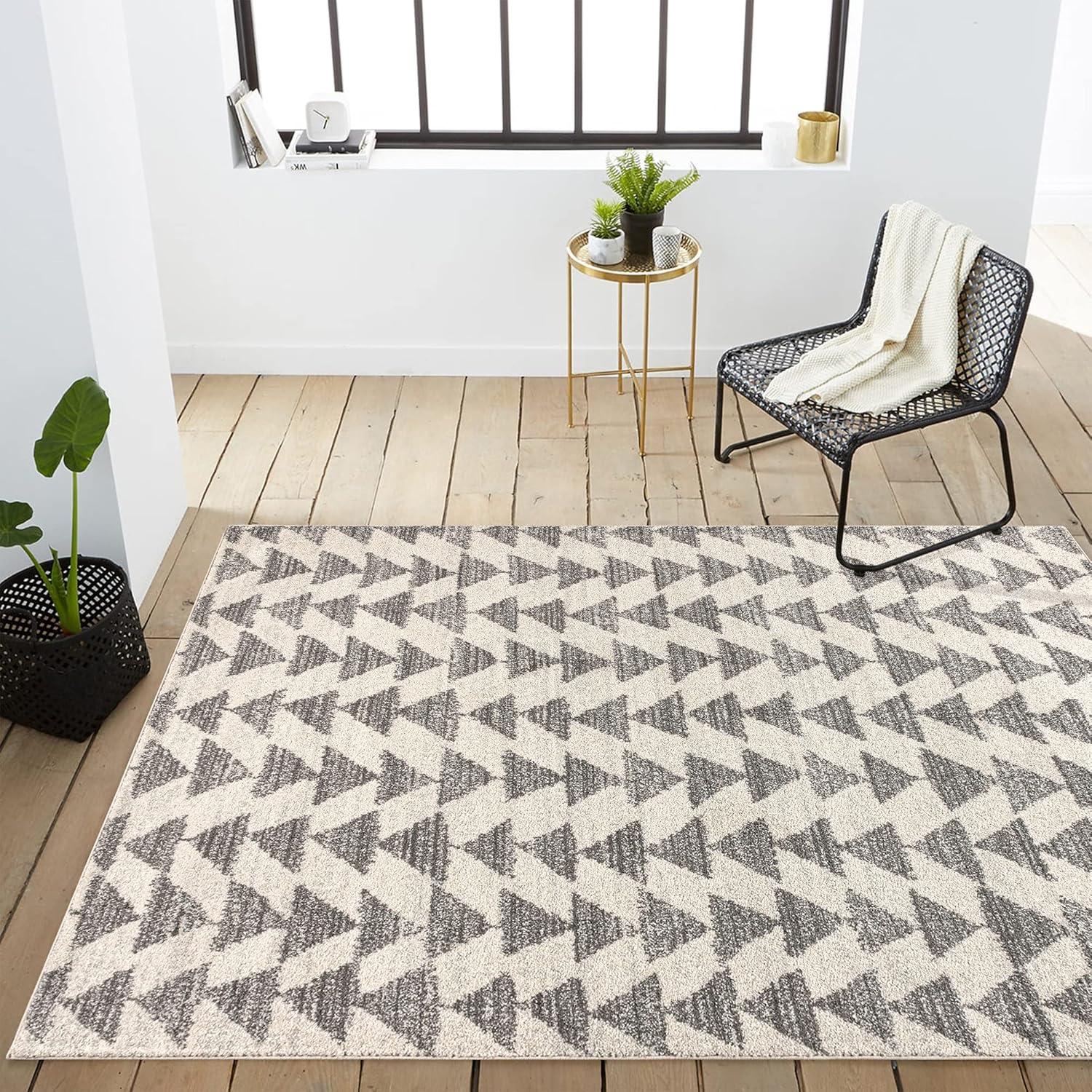 imageJONATHAN Y Aisha Moroccan Triangle Geometric BlackCream Indoor Area Rug 8x10 Contemporary Modern EasyCleaning for Living Room Bedroom Kitchen Pet Friendly NonShedding MOH206C8CreamGray