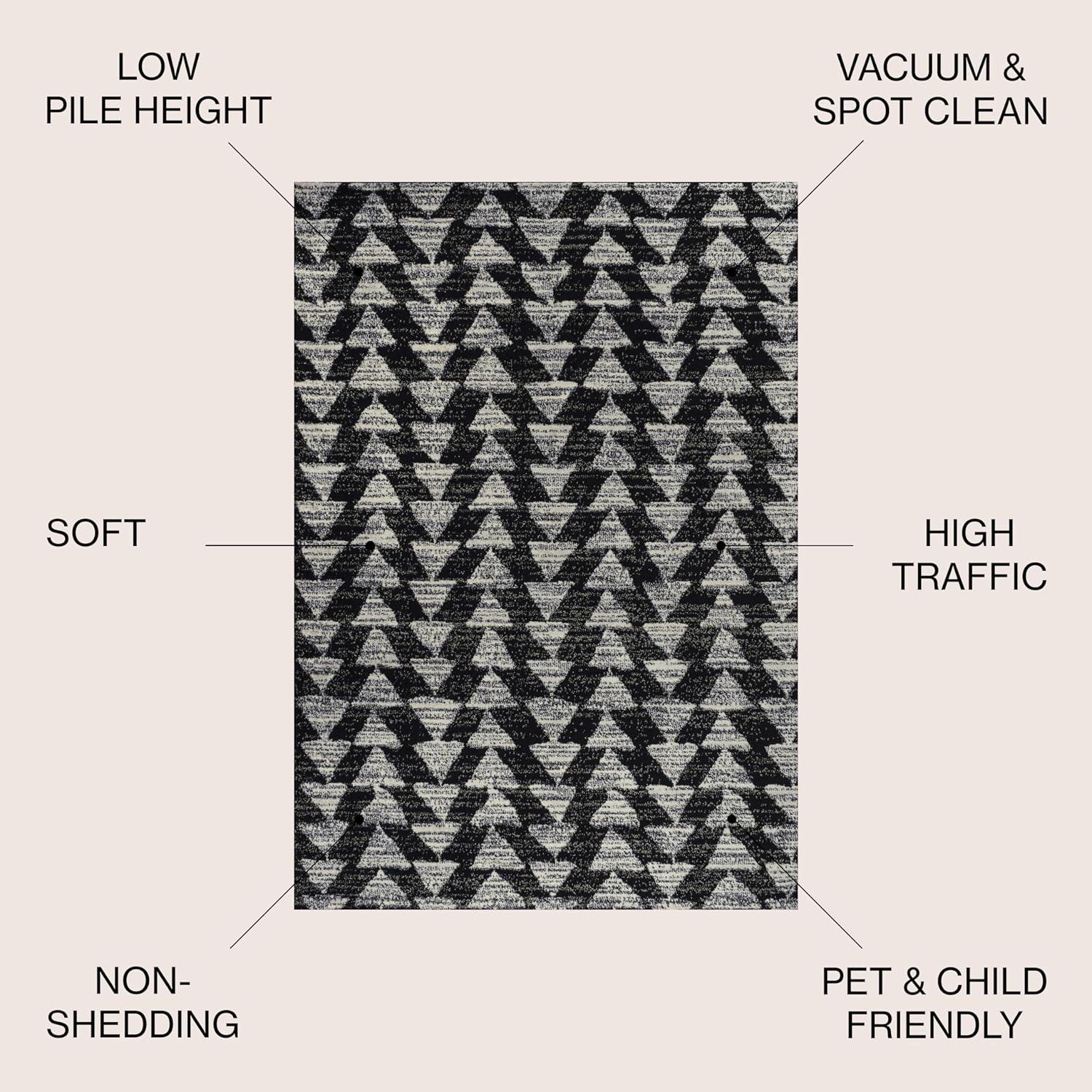 imageJONATHAN Y Aisha Moroccan Triangle Geometric BlackCream Indoor Area Rug 8x10 Contemporary Modern EasyCleaning for Living Room Bedroom Kitchen Pet Friendly NonShedding MOH206C8BlackCream