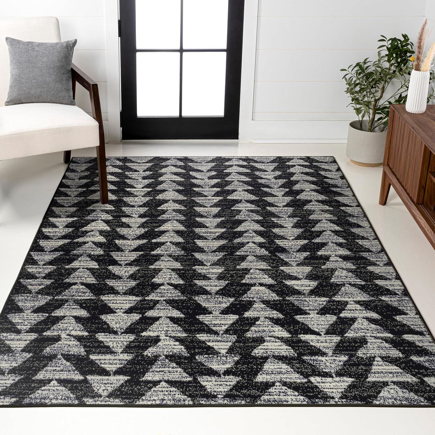 imageJONATHAN Y Aisha Moroccan Triangle Geometric BlackCream Indoor Area Rug 8x10 Contemporary Modern EasyCleaning for Living Room Bedroom Kitchen Pet Friendly NonShedding MOH206C8BlackCream