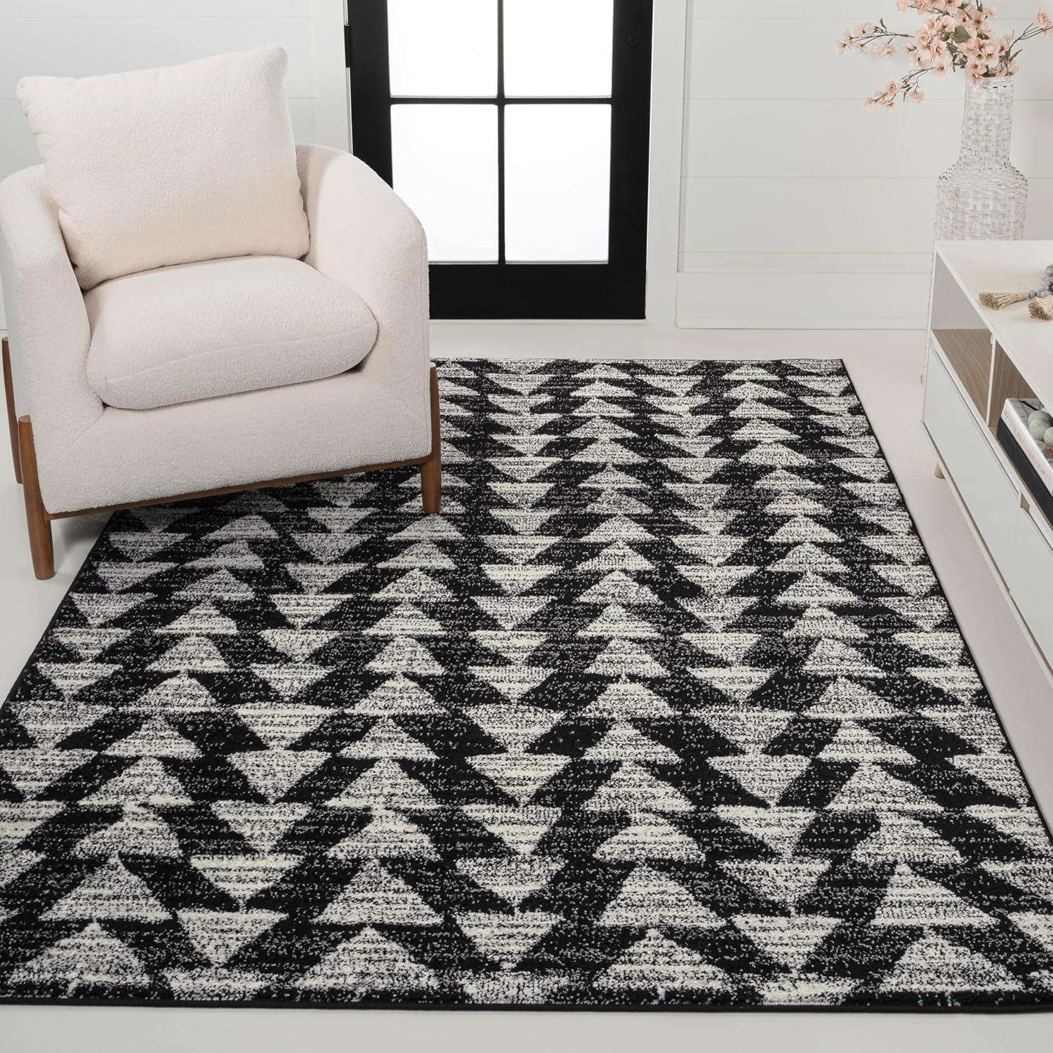 imageJONATHAN Y Aisha Moroccan Triangle Geometric BlackCream Indoor Area Rug 8x10 Contemporary Modern EasyCleaning for Living Room Bedroom Kitchen Pet Friendly NonShedding MOH206C8BlackCream