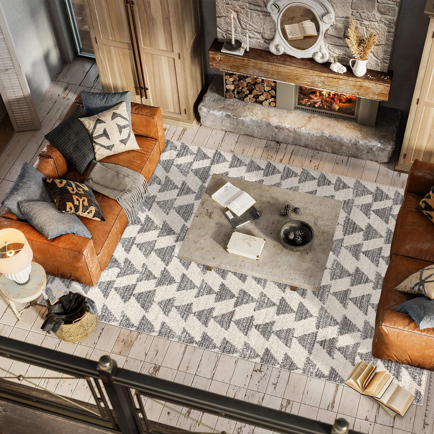 imageJONATHAN Y Aisha Moroccan Triangle Geometric BlackCream Indoor Area Rug 8x10 Contemporary Modern EasyCleaning for Living Room Bedroom Kitchen Pet Friendly NonShedding MOH206C8CreamGray