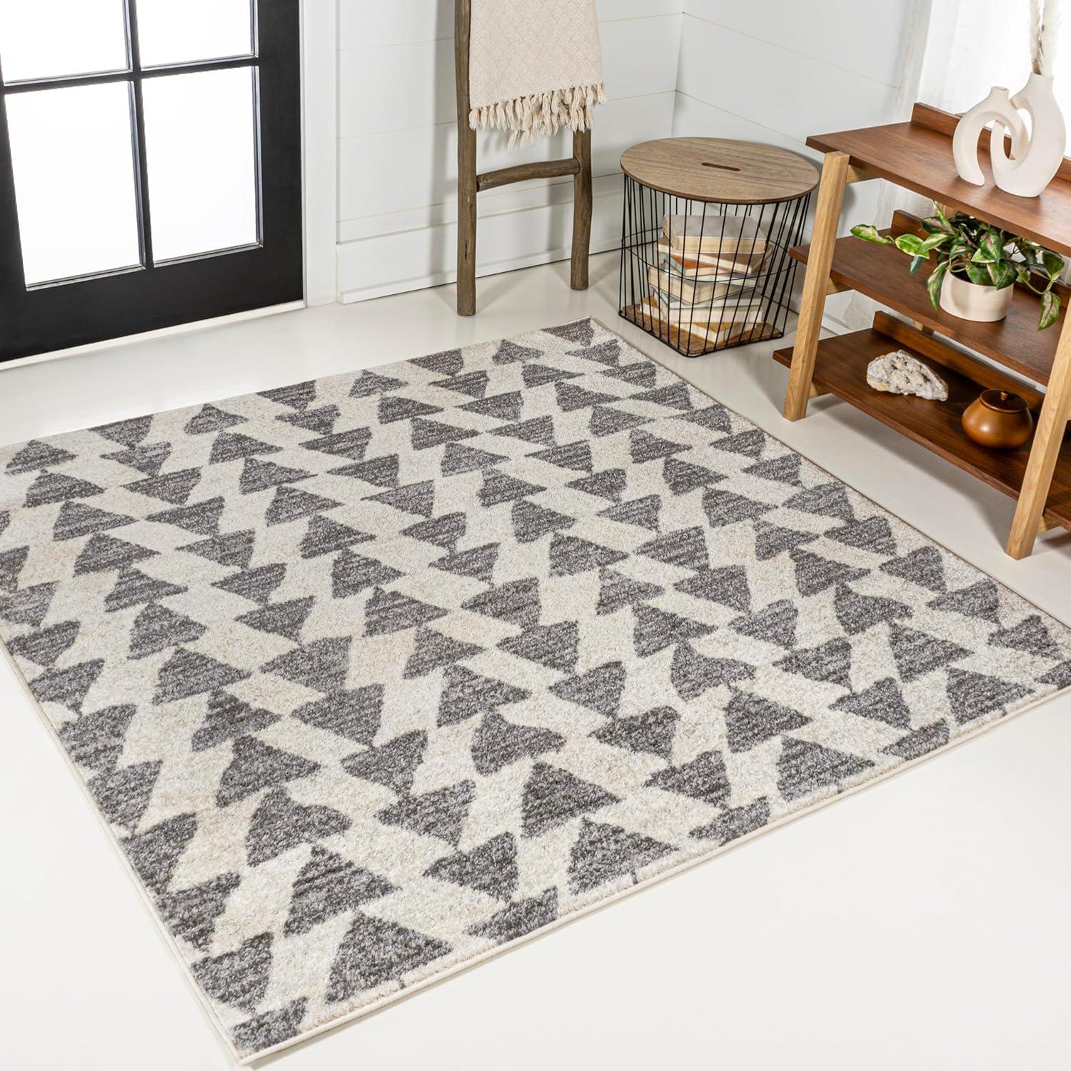imageJONATHAN Y Aisha Moroccan Triangle Geometric BlackCream Indoor Area Rug 8x10 Contemporary Modern EasyCleaning for Living Room Bedroom Kitchen Pet Friendly NonShedding MOH206C8CreamGray