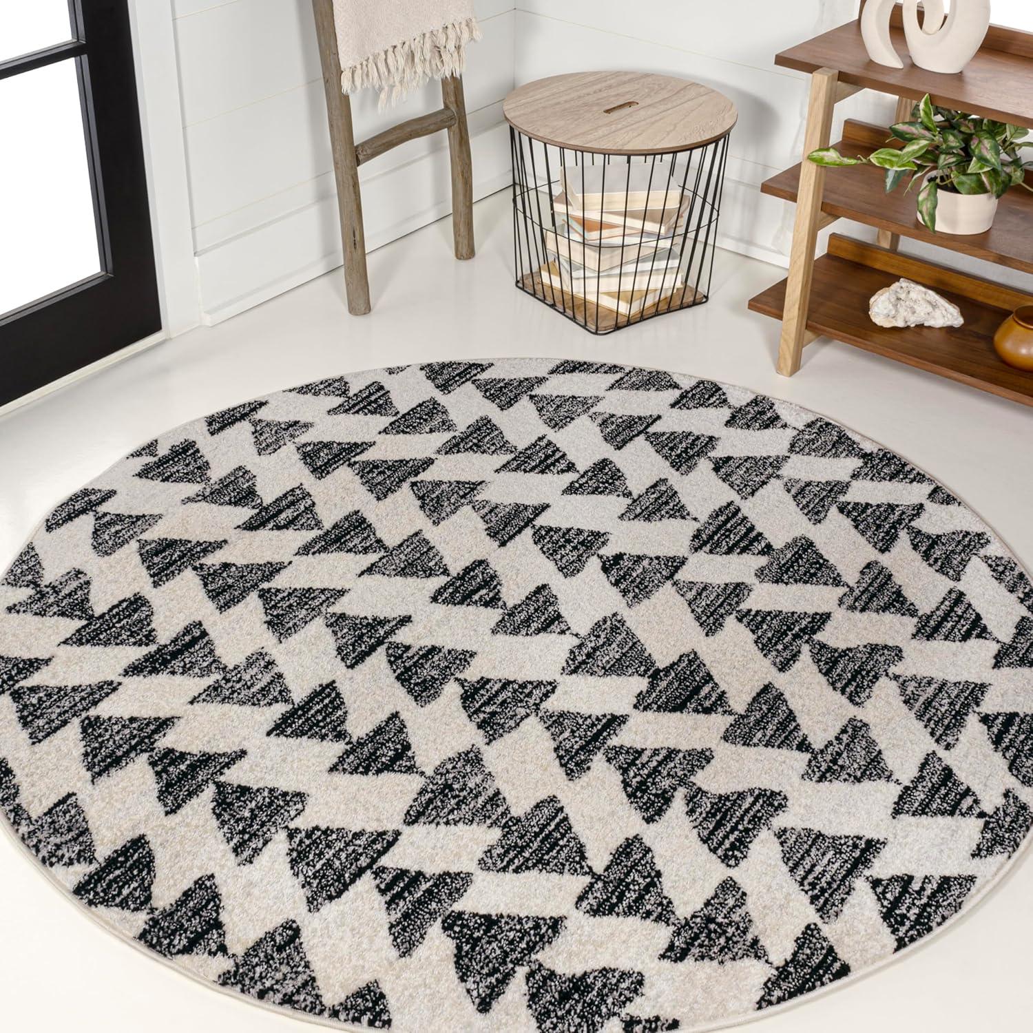 imageJONATHAN Y Aisha Moroccan Triangle Geometric BlackCream Indoor Area Rug 8x10 Contemporary Modern EasyCleaning for Living Room Bedroom Kitchen Pet Friendly NonShedding MOH206C8CreamBlack