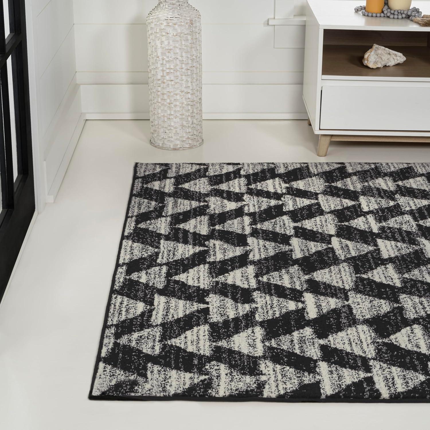 imageJONATHAN Y Aisha Moroccan Triangle Geometric BlackCream Indoor Area Rug 8x10 Contemporary Modern EasyCleaning for Living Room Bedroom Kitchen Pet Friendly NonShedding MOH206C8BlackCream