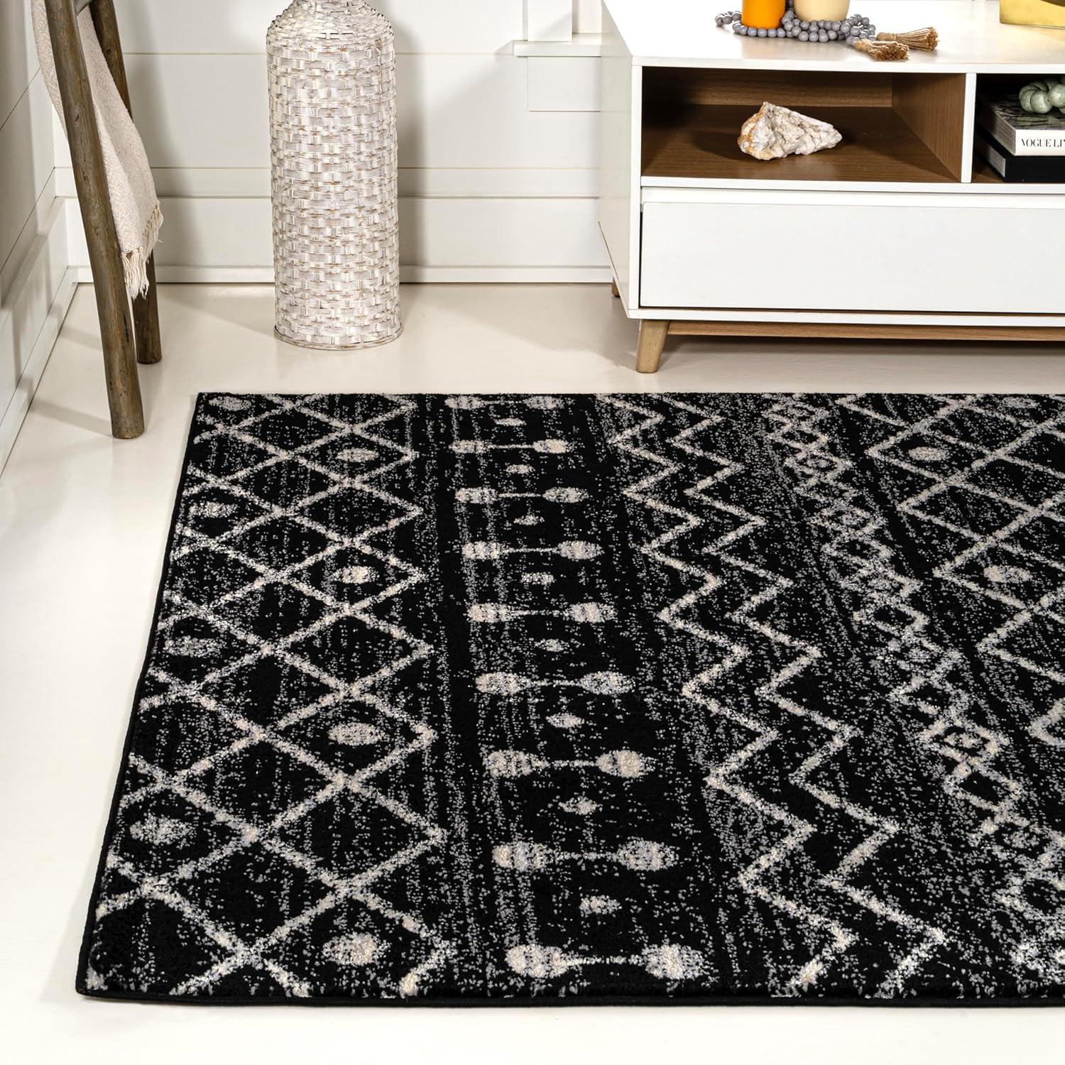 imageJONATHAN Y Aksil Moroccan Beni Souk GrayCream Runner Rug 2x8 Bohemian Scandinavian EasyCleaning for Living Room Bedroom Kitchen Pet Friendly NonShedding MOH208C28BlackCream