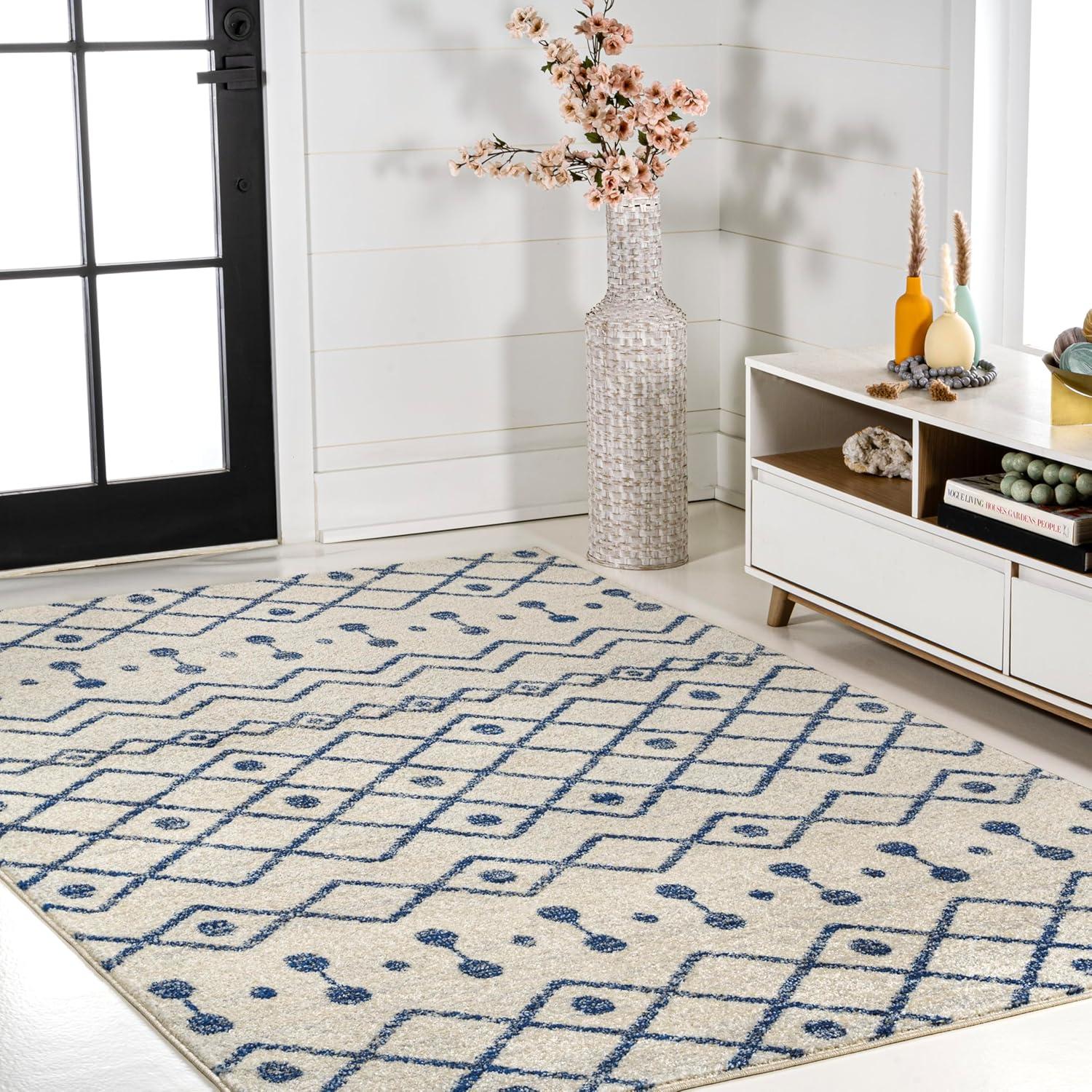 imageJONATHAN Y Aksil Moroccan Beni Souk GrayCream Runner Rug 2x8 Bohemian Scandinavian EasyCleaning for Living Room Bedroom Kitchen Pet Friendly NonShedding MOH208C28CreamNavy