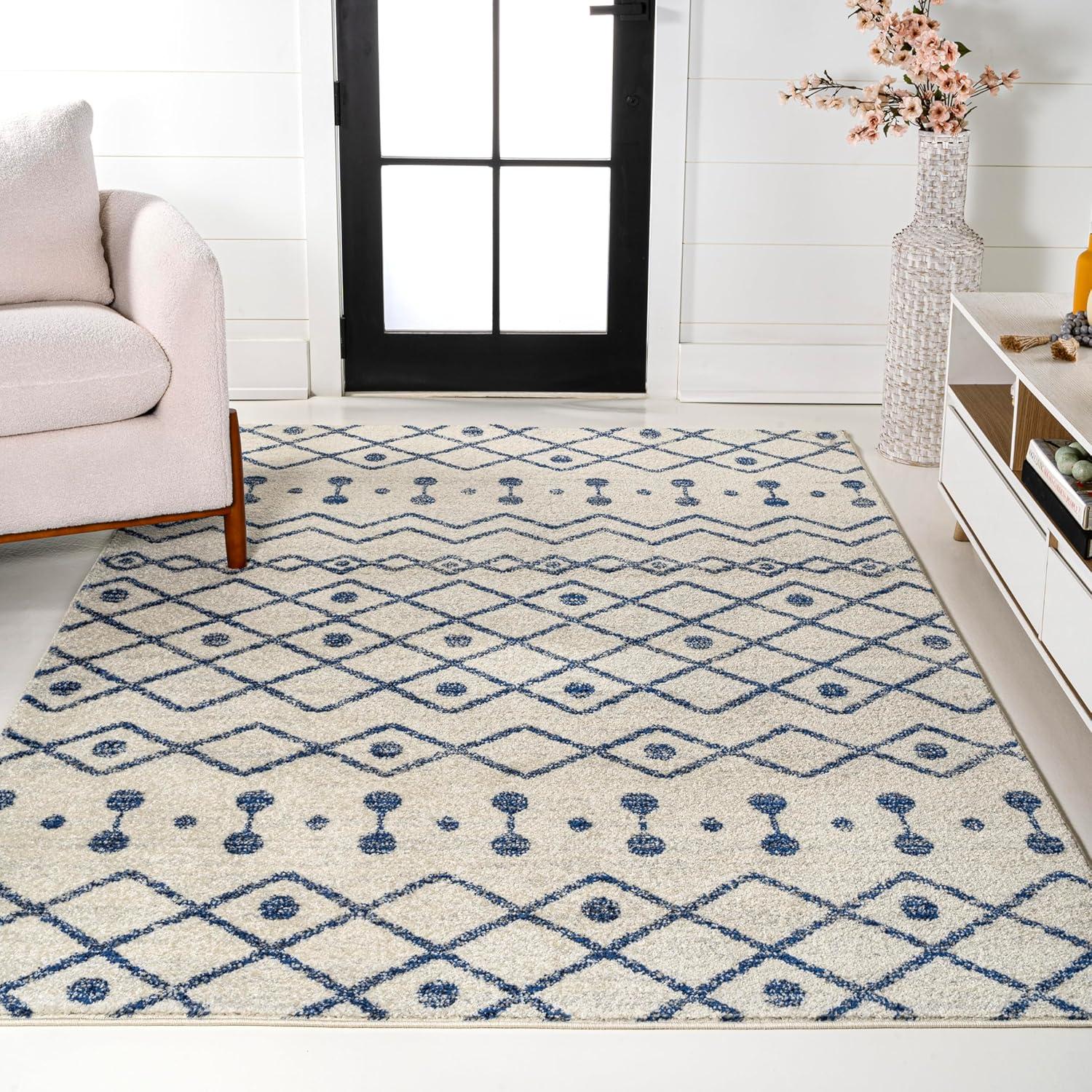 imageJONATHAN Y Aksil Moroccan Beni Souk GrayCream Runner Rug 2x8 Bohemian Scandinavian EasyCleaning for Living Room Bedroom Kitchen Pet Friendly NonShedding MOH208C28CreamNavy