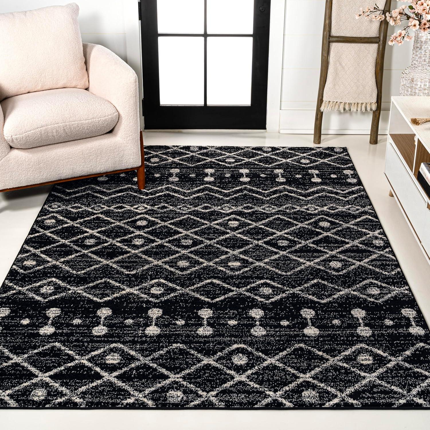 imageJONATHAN Y Aksil Moroccan Beni Souk GrayCream Runner Rug 2x8 Bohemian Scandinavian EasyCleaning for Living Room Bedroom Kitchen Pet Friendly NonShedding MOH208C28BlackCream